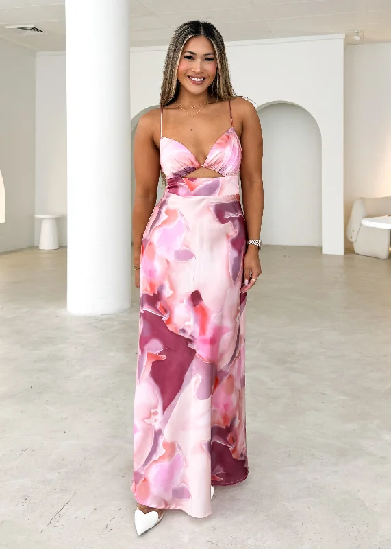 Briketta Maxi Dress - Pink Splash