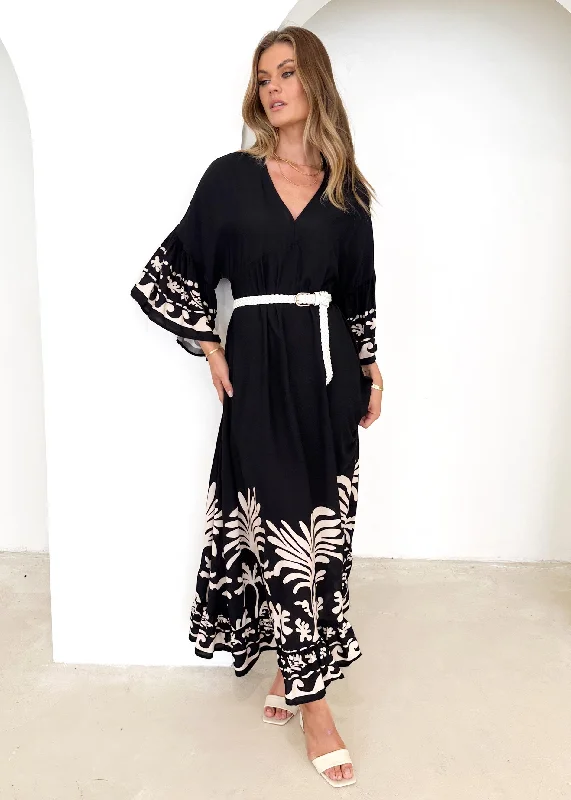 Pia Maxi Dress - Noir Palm