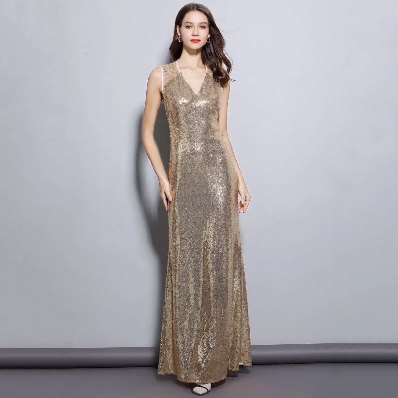 FashionSierra - Sequined Elegant Fashion Party Prom Long Maxi Dress